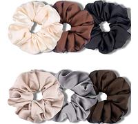 IVARYSS Big Scrunchies for Women Thick Hair, Premium Satin Weicher als Seide, XL 6 Zoll Extra Large Scrunchy Elastic Hair Bands Accessories, 6 Pack, Neutral