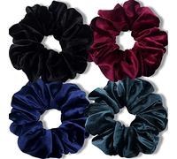 IVARYSS Extra große Haargummis für dickes Haar, Premium-Samt, weich, Jumbo-Haargummi, XL, 15,2 cm, großes elastisches Band, Haar-Accessoires, 4 Stück, dunkel