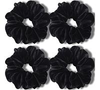 IVARYSS Extra große Haargummis für dickes Haar, Premium-Samt, weich, Jumbo-Haargummi, XL, 15,2 cm, großes elastisches Band, Haar-Accessoires, 4 Stück, Schwarz