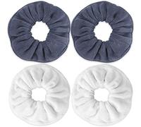 IVARYSS Super Towel Scrunchies zum Trocknen der Haare, saugfähige und weiche Mikrofaser für krauses Haar, großer dicker Pferdeschwanz-Halter, nasses Haar-Zubehör Frauen Mädchen, 4 Stück (weiß grau)
