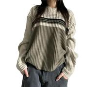 IVYARD Pullover y2k Fairy Grunge Kleidung Ästhetische Damen Gestreift V-Ausschnitt Langarm Tops Gestrickte Kleidung Streetwear-Wie Foto zeigt-S