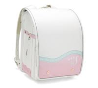 IwaiLoft Ransel Randoseru Rucksack mit automatischer Umhängetasche für Mädchen, japanische Schultasche, Stickerei, PU-Büchertasche für Frauen, Windspiel, Katze, Rosa / Weiß, 13.78 x 10.2 x 7.87 inches