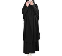 IWEMEK Muslimisches Kleid für Damen, Abaya, Gebetskleidung, Schwarz , One size
