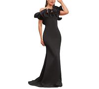 IWFEV Bodenlanges asymmetrisches ärmelloses Damenkleid Bodycon Floral Maxikleid Meerjungfrau Kleid, Schwarz, Groß
