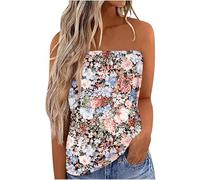 IWOLLENCE Bandeau Top Damen Trägerloses Tube ohne Schulterfreies Das Oberteil Bustier hat einen elastischen Bund am oberen Rand Schwebender Saum Freizeit und Urlaub (Schwarzer Bunten Blumen, M)