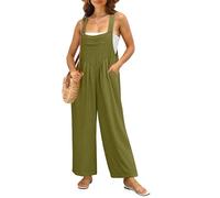 IWOLLENCE Latzhose Damen Sommer Latzhosen Jumpsuits Overall Elegant Romper Locker Lässig Seitentaschen Weich Komfortabel Verstellbare Träger (Armeegrün, L)