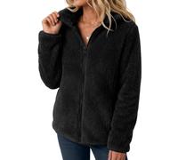 IWOLLENCE Teddyjacke Damen Fleecejacke ohne Kapuze | Winterjacke Stehkragen Teddy Oversize Sherpa Jacke mit Reißverschluss Flauschige Kuschelige Outdoor