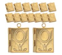 IWOWHERO 15 Stück Buchmedaillon-Anhänger für Schmuck - Rechteckige Kupferanhänger mit Fotorahmen für DIY-Bastelarbeiten, Erinnerungsschmuck, Ornamente