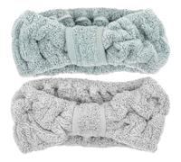 IWOWHERO 2 Stück pack Gesichtsreinigungs Stirnband aus Weichem Korallenvlies Elastisches Haarband zum Waschen und Yoga für Damen mit Süßem Design