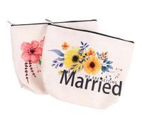 IWOWHERO 2 Stück Pack Kosmetiktasche aus Stoff mit Reißverschluss Wasserabweisend Leicht Große Reise Kulturbeutel für Frauen und Mädchen Aufbewahrungstasche für Make Up und Pflege