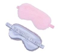 IWOWHERO 2 Stück Plüsch Schlafmaske Weich Leicht Waschbar Lichtundurchlässig Elastisch Damen Mädchen für Flug Reisen und Erholsamen Schlaf in Rosa