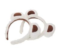 IWOWHERO 2 Stück Weiße Bärenohren Haarreifen Kuschelige Plüsch Tier-accessoires für Frauen Mädchen und Kleinkinder Vielseitiges Halloween Weihnachtskostüm Stirnband Bequemes Makeup