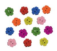 IWOWHERO 200 Stück Bunte Holzblumenknöpfe 15mm Zweilochig Selbstgemacht Nähzubehör für Kinder zum Annähen an Kleidung Schuhe Bastelprojekte
