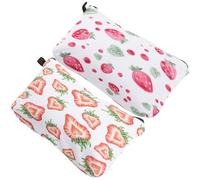 IWOWHERO 2stücke Erdbeer-Muster Kosmetiktasche Reiseorganisation Wasserabweisend und Strapazierfähig Passt in Handgepäck und Handtaschen für Make-up Hygieneartikel und Mehr