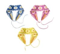 IWOWHERO 3 Stück Teiliges Damen Strick Haarband Elastisches Atmungsaktives Florales Stirnband mit Verstellbaren Bändern Weiches Vielseitiges Kopftuch für Alltag Sport und Freizeit Passt