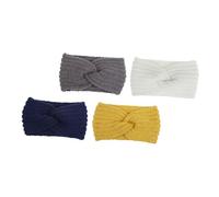 IWOWHERO 4 Stück Teiliges Gestricktes Damen stirnband Weiche Elastische Kopfbänder mit Knoten Atmungsaktive Haarschmuck mode für Sport Alltag und Winter in Weiß Gelb Blau