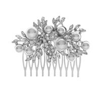 IWOWHERO Braut Haarkamm mit Strass Perlen Silberner Seitenkamm für Hochzeit Festhaltender Braut Schmuck für Frauen und Mädchen