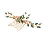 IWOWHERO Handgefertigter Braut Haarkamm Grün mit Kristall Strass Vintage Haarschmuck für Hochzeit Langlebiger Legierungs-haarkammclip für Braut und Brautjungfer Stabiler Schmuck für