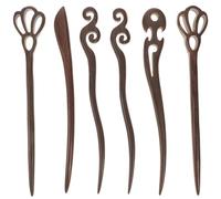 IWOWHERO Holz Haarnadeln Ebenholz 6 Stück Retro Geschnitzt Haarstäbe Damen Mädchen Haaraccessoires Vintage Chinesischer Stil Zufälliger Stil