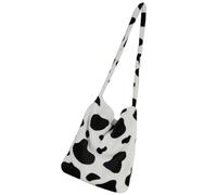 IWOWHERO Plüsch Schultertasche mit Kuhmuster, Große Damen Umhängetasche | Geräumig für Alltag und Abend, Leicht zu Tragen, für Frauen bei Party und Dating Zufälliger Stil