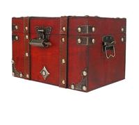 IWOWHERO Vintage Holz Schmuckkasten mit Schloss Rustikale Aufbewahrungsbox aus Holz Große Antike Schmuckbox für Wohnzimmer und Schlafzimmer Multifunktionale Dekorationsbox für Ringe Ketten