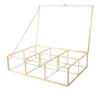 IWOWHERO Vintage Schmuckbox mit Glasdeckel Fächer Schmuckaufbewahrung für Ringe Halsketten Armbänder Schmuckorganizer mit Kupferrahmen Dekorative Schmuckschatulle für Zuhause und Laden