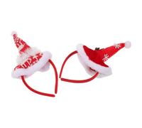 IWOWHERO Weihnachtsstirnbänder 2 Stück mit Roter Samt Mütze und Strick Feder Details Weicher Haarreif für Erwachsene Festlicher Kopfschmuck für Winter und Weihnachtsfeiern
