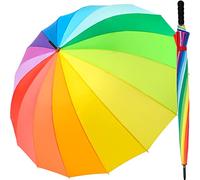 iX-brella Regenschirm XXL Regenbogen 129 cm Fiberglas, leicht, bunt, groß mit Softgriff