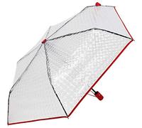 iX-brella Taschenschirm transparent mit Lens-Effekt durchsichtig mit Einfassband rot