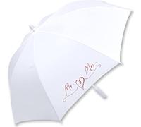 iX-brella XXL Stockschirm Fiberglas Golf Automatik Weiß Mr. & Mrs. filigranes Herz - rot