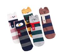 Ixkbiced 5 Paar Damen Kawaii 3D Ohren Cartoon Tier Hund Kaninchen Bär Gestreifte Socken Geschenk