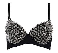 Ixkbiced Damen Sexy Allover Spike Nieten Tanz-BH Metallic Punk-Stil Nachtclub Wear