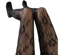 Ixkbiced Damen-Strumpfhose, Spitze, Blumenmuster, Fischnetz, Kawaii-Strumpfhose, Strümpfe