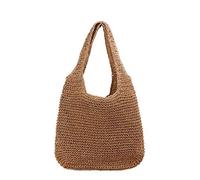 Ixkbiced Korbtaschen Damen Stroh Umhängetasche Mori EIN-Schulter-Strohsack Handgewebte Basttasche Korbtasche Sommer Strand Geldbörse Frauen Weben Handtasche für Arbeit Reise Outdoor