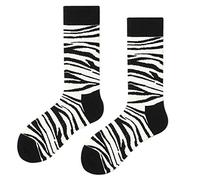 Ixkbiced Unisex Hip Hop Lustige Crew Socken Schwarz Weiß Zebra Streifen Skateboard Strumpfwaren, Weiß/Schwarz, Sole length: app. 20cm