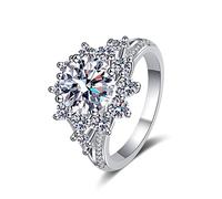 IXMLDAXD 3 Karat Moissanit-Ringe for Frauen, Rundschliff, D-Farbe, VVS1-Sterlingsilber, Diamant-Verlobungsringe, Damen-Moissanit-Eheringe mit Zertifikat(7)