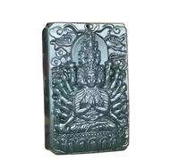 IXMLDAXD Smaragd Halsband, Handgeschnitzte Guanyin-Lotus-Jade-Anhänger, Marken-Halsketten for Damen und Herren, Jadeit-Jade(D)