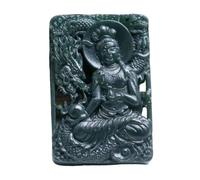 IXMLDAXD Smaragd Halsband, Handgeschnitzte Guanyin-Lotus-Jade-Anhänger, Marken-Halsketten for Damen und Herren, Jadeit-Jade(E)