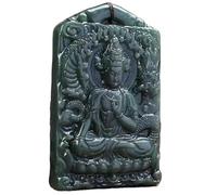 IXMLDAXD Smaragd Halsband, Handgeschnitzte Guanyin-Lotus-Jade-Anhänger, Marken-Halsketten for Damen und Herren, Jadeit-Jade(B)