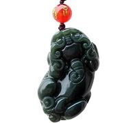 IXMLDAXD Smaragd Halsband, Hetian Jade Grüner Pixiu Anhänger Halskette Herren Charm Schmuck Handgeschnitztes Glücksamulett(B)