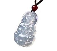 IXMLDAXD Smaragd Halsband, Natürliche Jade Lachender Buddha Avalokitesvara/Maitreya Anhänger Halskette Achat Vollperlen Lanyard Amulett(A)
