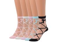 IYOU Damen Durchsichtige Knöchel Socken Spitze Transparent Mesh Socken Sommer Draußen Socken aus Glasseide für Frauen und Mädchen