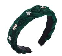 IYOU Damen Samt Stirnband Grün Geflochtener Haarreif Stern Vintage Haarschmuck für Traditionelles Dirndl Oktoberfest