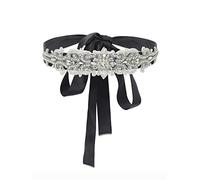 IYOU Kristall Hochzeit Braut Gürtel Schwarz - Strass Kleid Schärpe Mit Schleife für Frauen - Prom Brautjungfer