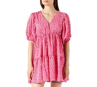 IZIA Damen Gaya Kurzarm Midi Kleid, Pink Weiss, S