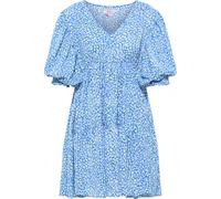 IZIA Damen Gaya Kurzarm Midi Kleid, Blau Weiss, M