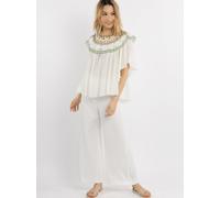 IZIA Shirt mit Blumenspitze Damen weiß, S