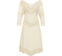 IZIA Tunika-Kleid Mini mit Häkelpart Damen Wollweiß M/L