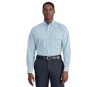 IZOD Herren Performance Comfort Long Sleeve Plaid Hemd mit Button-Down-Kragen, Blau (Deep Sea), XL