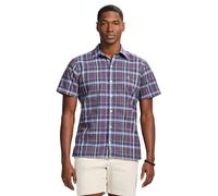IZOD Madras Herrenhemd, kurzärmelig, Knopfleiste, Pflaume perfekt, XL
